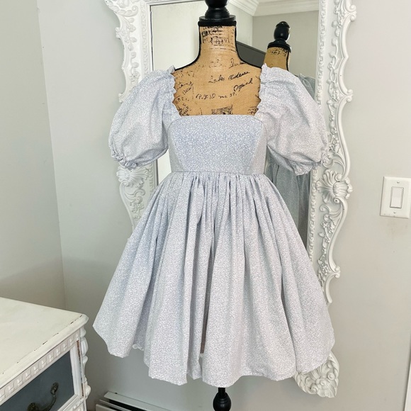 SALE New York Couture Handmade One of a Kind Cottagecore Puff Sleeve Dress - Picture 1 of 6